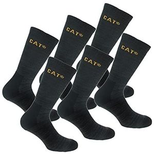 Caterpillar Boot Socks 6 paar sokken van stretchkatoen, verstevigde teen en hiel, geschikt voor laarzen (zwart, 39-42)