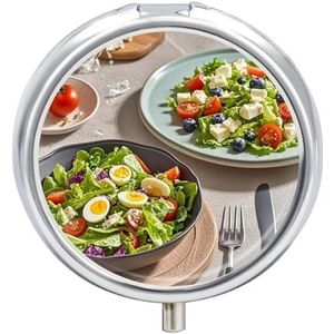 Heerlijke saladepillenorganizer, pillendoos, 3 compartimenten, dagelijkse ronde medicijncontainer met spiegel, wekelijks, draagbare pillendispenserhoezen voor portemonnee
