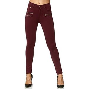 Elara Dames Stretchbroek Skinny Fit Jegging Chunkyrayan rood 1186-5 Wine 38
