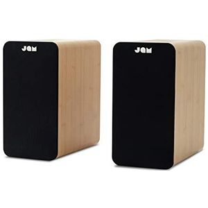 JAM Bluetooth Boekenplank luidsprekers - Compact, netvoeding aangedreven dual speaker systeem, Aux-in functie, 4 inch driver, hoge definitie versterkers, rijker bas, fijnere akoestiek - hout