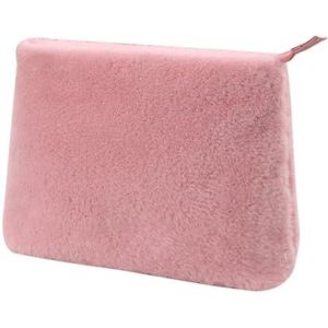 XIAHIOPT Comfortabele pluche cosmetische zak geschikt voor make-up liefhebbers reizigers en zakelijke professionals, roze