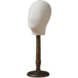 SAYEYBU Mannequin Manikin Head Hat Rack, Freestanding Professional Wooden Base Wig Stand Holder Hat Display Stand for Props Shop, Detachable Wood Stand,Bruin,A