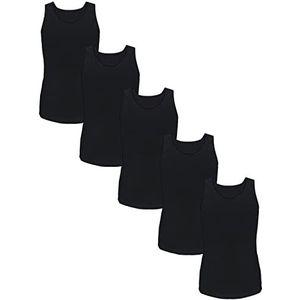 TupTam Meisjes Katoenen Onderhemd 5 Pack Tank Top Mouwloos Kinderen, Zwart, 134-140