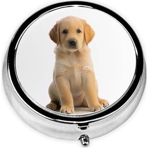 Ronde pillendoos puppy hond - 3 compartimenten geneeskunde pillenetui, waterdicht, zak pillenorganisator, draagbaar, voor zak of portemonnee pillendozen