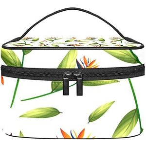 Make-up Organizer Bag, Reizen Make-up Tas Organizer Case Draagbare Cosmetische Tas voor Vrouwen en Meisjes Toiletries Bird of Green Paradise, Meerkleurig, 22.5x15x13.8cm/8.9x5.9x5.4in