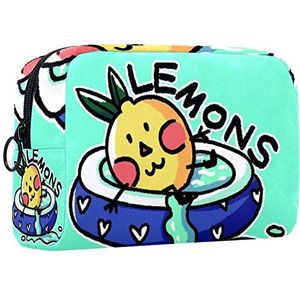 Make-up tas,draagbare cosmetische tas,ananas in cartoonstijl,Travel Makeup Case Organizer voor vrouwen met handvat
