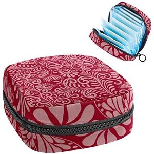 Maandverband Opbergtas, Periode Kit Bag voor School, Menstruatie Cup Pouch, Maandverband Pads Organizer Bag, Rood Bloemenpatroon
