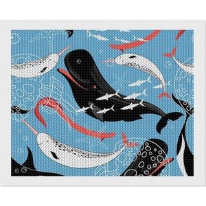 Zeewalvissen verbazingwekkende oceaan dieren ronde volledige boor diamant kunst kits accessoires ambacht thuis muur decoratie slaapkamer 40 cm x 50 cm