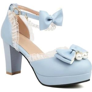 BGFCDFGV Damessandalen, prinsessenschoenen, hoge hakken, brede hakken voor dames, Blauw, 39 EU
