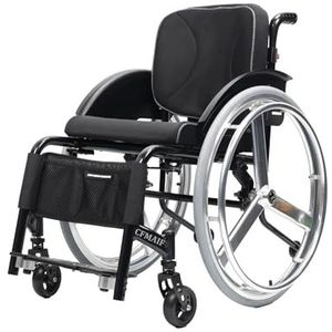 CFMAIF Rolstoel, draagbaar, aluminium, lichtgewicht, ideaal voor op reis, afneembare voetsteunen, handremmen (A, 38 cm zit)