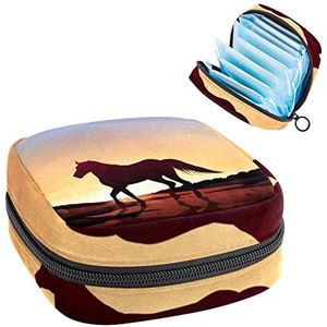 Maandverband Opbergtas,Draagbare maandverband Opbergzak,Paard, Meerkleurig, 4.7x6.6x6.6 in/12x17x17 cm