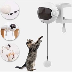 NA interactief kattenspeelgoed, kattenveren speelgoed, kattenteaser speelgoed met automatische hefbal elektrische flutter roterende interactieve puzzel huisdier speelgoed vangspel voor kitty training oefening