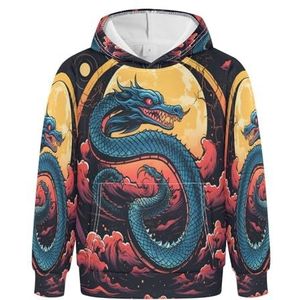 KAAVIYO Dragon Aquarel Fancy Hoodies Sweatshirts Atletische Hoodie 3D Print Schattig voor Meisjes Jongens, Patroon, M