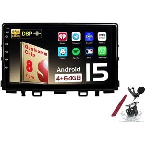 Android 15 Autoradio Sat Navi voor K-IA RIO (2016-2020) 9 Inch Touchscreen Multimedia Speler met Draadloze Carplay GPS Navigatie FM RDS Bluetooth 5G-WiFi SWC DSP,M150s