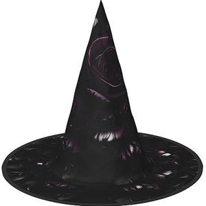 ZISHAK Gotische rozenprint Halloween heksenhoed voor dames, ultieme feesthoed voor het beste Halloween-kostuumensemble