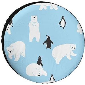 Polar Bear Pinguïn Vrienden Grappige Reserveband Cover Wielbeschermers Gedrukt Gift Voor Camping RV SUV Truck Trailer