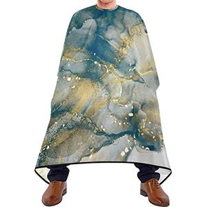 Haar Snijden Schort 140x168cm, Marineblauw Goud Marmer Haar Snijden Jurk Unisex Haar Styling Cape Waterdichte Kappers Snijden Toga, Voor Het Verven Styling, Mannen, Haar Styling