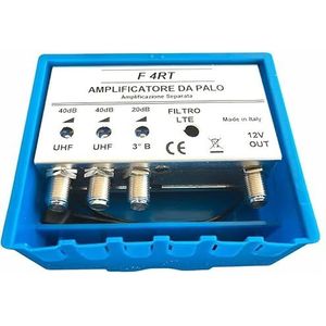 Vsnetwork Versterker, tv-antenne met Lte/5G-filter, maximale versterking 40 dB, instelbaar, 2 ingangen UHF + 1 Vhf, aparte banden