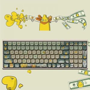 QPSJXN Aanpasbaar Touch mechanisch toetsenbord, drievoudige modus 100/68, 2,4 g, draadloos bedraad, MX rode schakelaar, hot swap compatibel gamer, toetsenbord (100 keyboard-4)