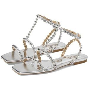 Badgley Mischka Cami platte sandaal voor dames, Zilver, 36 EU