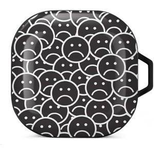 Sad Face Unhappy Faces Oordopjes Hoesje Compatibel met Samsung Hard Shell Beschermhoes Zwart-Stijl
