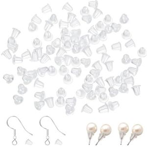 300 stuks transparante siliconen oordopjes, transparante oordopjes, veiligheidssluitingen voor oorbellen (maat 4 x 4 mm)