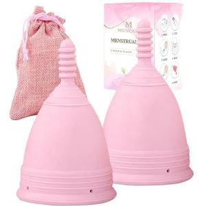 M MUNCASO 2 stuks zachte menstruatiecups - meest comfortabele menstruatiecup super zacht en flexibel - beste gevoelige beker (roze, S)