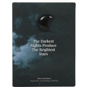 Darkest Nights Zwarte Obsidiaan Kristallen Maan Wenskaart - Maanthema Crystal Design - Elegante en unieke kaart voor speciale gelegenheden