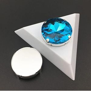 stks naai op glas kristal ronde baoshihua met klauw strass multi kleuren 27 mm opnaaistenen platte top-aquamarijn, 25 mm 7 stks, steen in zilveren klauw