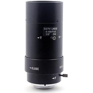 5-100mm CS F1.8 Lens 1/3 ""Varifocale Zoom Handmatige Iris Zoomlens for Beveiliging CCTV Camera industriële Camera Lens Microscoop Helder en glad