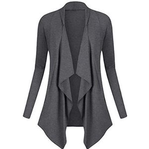 urban GoCo vest voor dames, met lange mouwen, open voorkant, onregelmatige zoom, Metálico, XXL