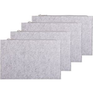 Brandsseller Vilten make-uptas make-up etuis make-up tas universele etui etui met ritssluiting, lichtgrijs, 4er Set Hellgrau, cosmeticatasje