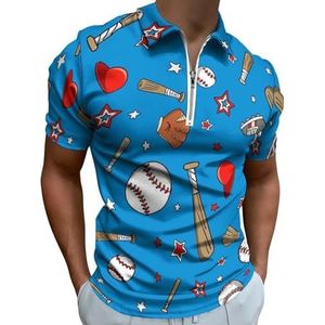 Honkbal Sport Half Zip-up Polo Shirts Voor Mannen Slim Fit Korte Mouw T-shirt Sneldrogende Golf Tops Tees XS