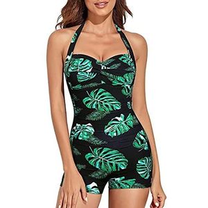 Dames badpak uit één stuk Ruches Badmode Halter Badpak Retro Vrouwen Sexy Uitsparing Een Stuk Badpakken voor de zomer Zwemkleding Beach Party Machine Wash