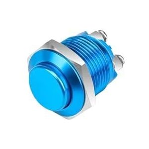 5/20 stuks ronde 16 mm IP67 metalen drukknopschakelaar, waterdichte zelfherstellende momentschakelaar(Blue,5PCS)