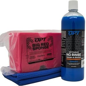 Optimum ONR, Microfiber Car Drying Handdoek en BRS - Grote Rode Spons Car Cleaning Kit, 32 oz. Geen spoelen, Auto Drooghanddoek en Car Wash Spons voor Detailing Auto's, Vrachtwagens, Motorfietsen en