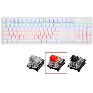ABKO K515 RGB Gaming Quick Swap Switch Mechanisch Toetsenbord (Engels/Koreaanse toetsdoppen) (wit, rode schakelaar)