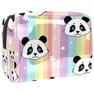 Make-up Tas PVC Ritssluiting Toilettas Waterdichte Cosmetische Tas met Kleurrijke Strepen Panda Sterren Patroon voor Vrouwen en Meisjes