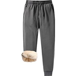 Heren Joggingbroek Winter Fleece Gevoerd Warme Trainingsbroek Sherpa Voering Effen Kleur Sportbroek Winterbroek Trainingsbroek Plus fleece dik (Color : Grey, Size : 6XL)