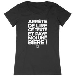 Paye Moi Un Bier T-shirt - voor dames - Bedrukt in Frankrijk - 100% biologisch katoen - Verjaardagscadeau Apéro Humor Origineel Grappig, Zwart, XXL
