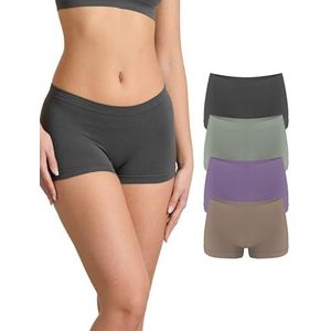 Risalti Damesonderbroek met lage taille, milieuvriendelijk, 4 stuks - boxershorts zonder naden, microvezel, Yees Green, zachter dan onderbroeken voor dames, katoen, duurzaam ondergoed - Made in Italy