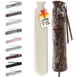 LKH Lange warmwaterkruik met pluche hoes, troostende zakwikkeling rond warmwaterkruik voor alle soorten pijn, verwijderbaar en wasbaar fleece/gebreid/nepbonthoes, warmkompres en koude therapie