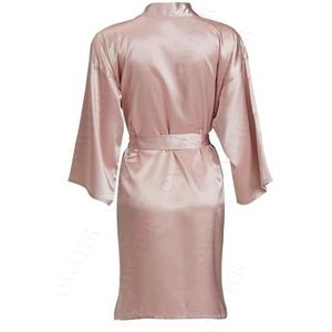 LHSJYG Damesgewaden bruidsmeisje gewaden gewaad bruid gewaad korte satijnen badjas vrouwen bruiloft badjas nachtkleding ochtendjas grote maten riem (naakt roze, pas je tekst aan)