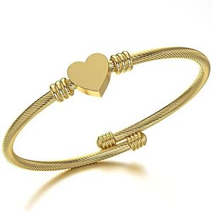 Malinsi Armband Dames Hart Verstelbaar - 4 Kleuren - Goudkleurig - Armbandjes - Armbandje Verjaardag - Cadeau voor Haar - Vrouw - Moederdag - Valentijn (Goud)