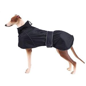 Hondenregenjas hond regenjas jas met reflecterende strip verstelbare huisdier waterdichte kleding met verstelbare banden geschikt voor windhonden en Whippets L zwart