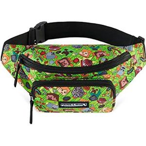 MINECRAFT Tas voor kinderen, heuptas, schouderriem, verstelbaar, voor reizen, sport, vrije tijd, gadgets, cadeaus voor gamers, Groen, Eén maat (Veelkleurig)