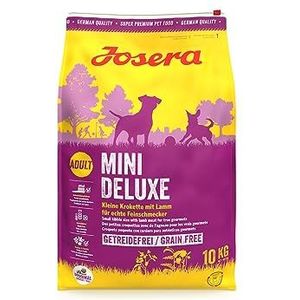 JOSERA MiniDeluxe (1 x 10 kg), graanvrij hondenvoer voor kleine rassen, met lam en zoete aardappel, super premium droogvoer voor volwassen honden, 1 stuk verpakt