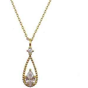 Kristallen hart ketting, 925 zilveren waterdruppel zirkoon kettingen voor vrouwen Retro prachtige Franse sieraden voor vrouwen/goud / 40 cm voeg 5 cm toe