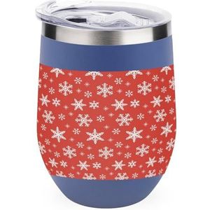 Sneeuwvlok Kerst Herbruikbare Koffie Cups Rvs Geïsoleerde Reizen Mok Dubbelwandige Wijn Tumbler Blue-stijl