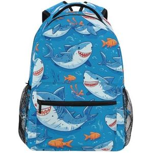 KAAVIYO Naadloze Baby Haaien Vissen Blauwe Rugzak Boekentas voor Jongen Meisje Tieners Reizen Laptop Schoudertas voor Vrouwen Mannen, Kunst Mode, M